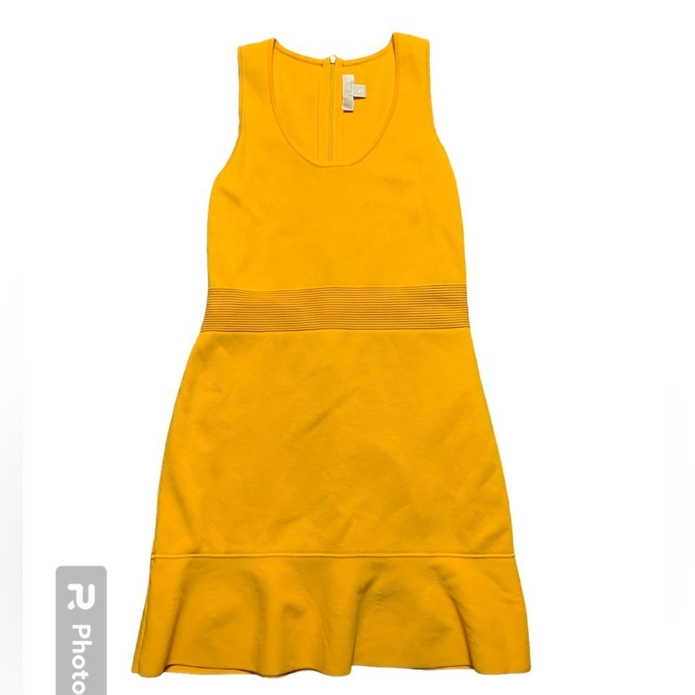 Michael Kors‎ Yellow Flounce Hem Knit Cocktail Dress XL MH88YL85ZV